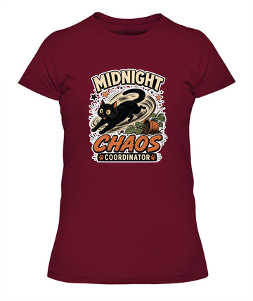 Midnight Chaos Coordinator Ladies T-Shirt | Black Cat Lover Gift