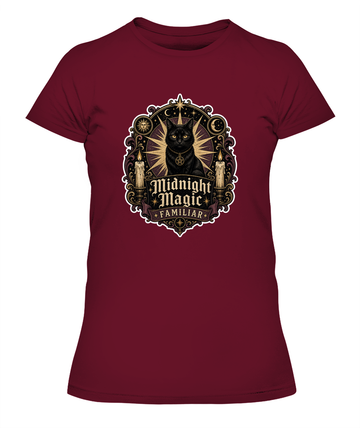 Midnight Magic Familiar Ladies T-Shirt | Black Cat Lover Gift
