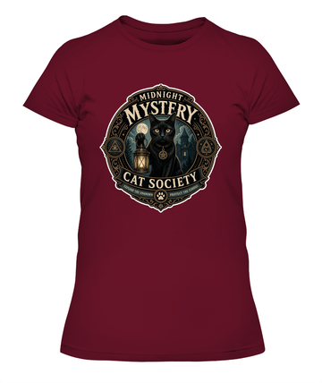 Midnight Mystery Cat Society Ladies T-Shirt | Black Cat Lover Gift