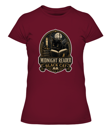 Midnight Reader Black Cat Ladies T-Shirt | Black Cat Lover Gift