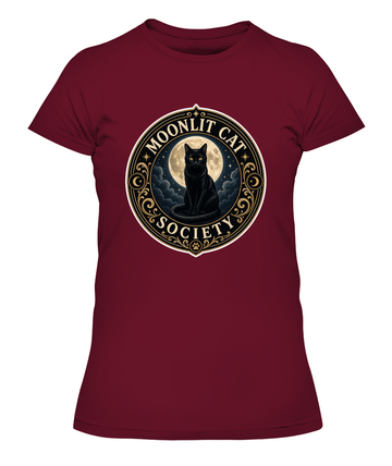 Moonlit Cat Society Ladies T-Shirt | Black Cat Lover Gift