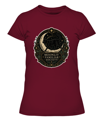 Moonlit Familiar Society Ladies T-Shirt | Black Cat Lover Gift
