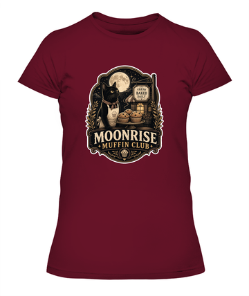 Moonrise Muffin Club Ladies T-Shirt | Black Cat Lover Gift