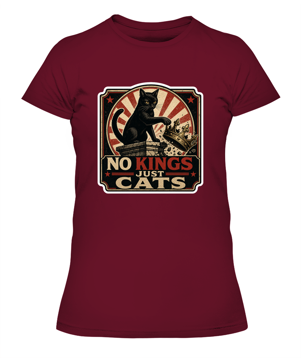 No Kings just Cats Ladies T-Shirt | Black Cat Lover Gift