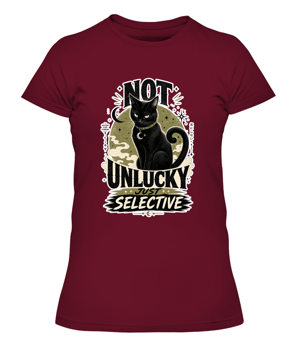 Not Unlucky just Selective Ladies T-Shirt | Black Cat Lover Gift
