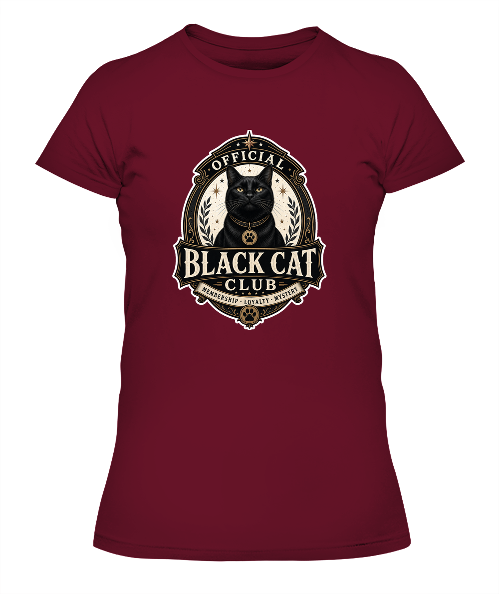 Official Black Cat Club Ladies T-Shirt | Black Cat Lover Gift
