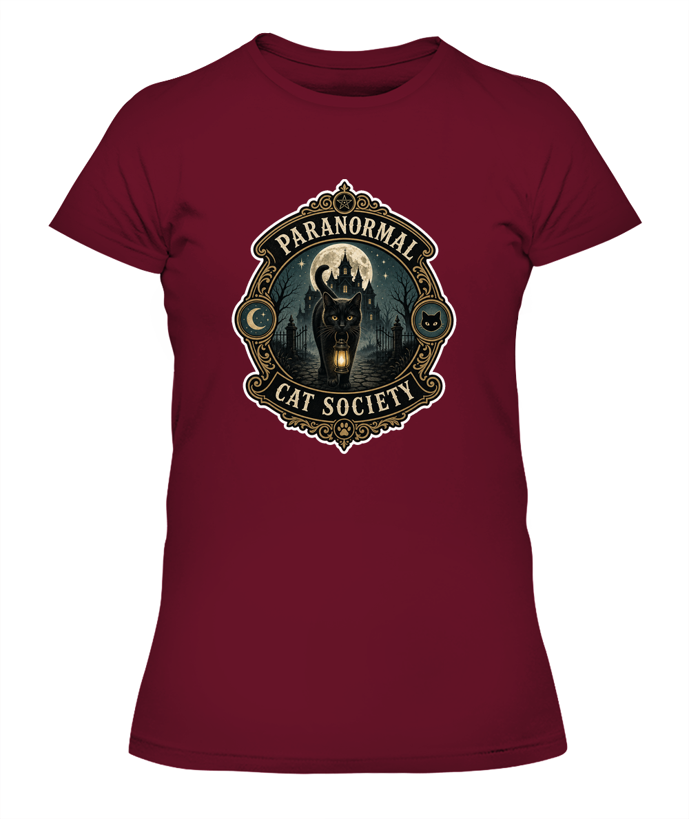 Paranormal Cat Society Ladies T-Shirt | Black Cat Lover Gift