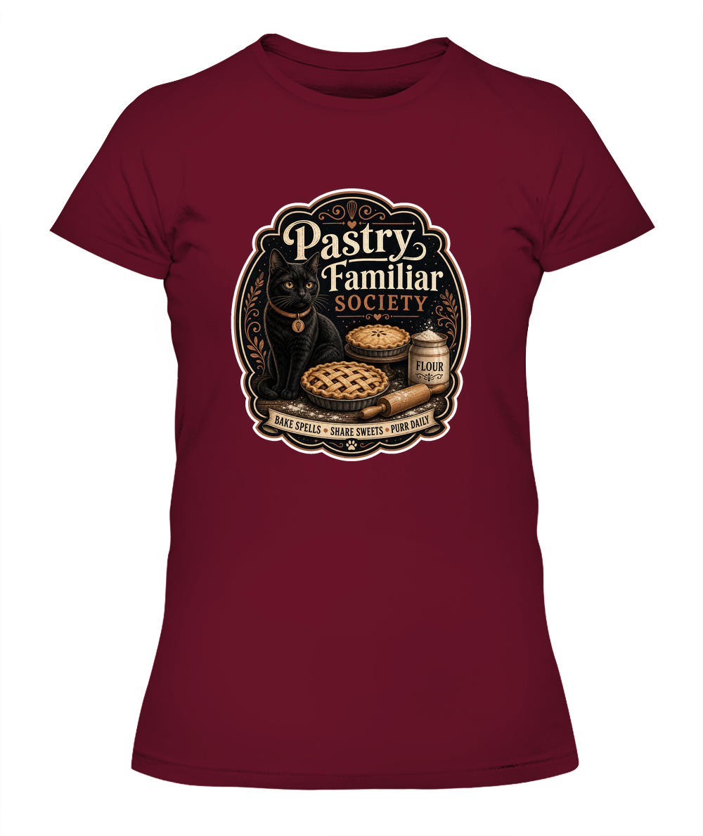 Pastry Familiar Society Ladies T-Shirt | Black Cat Lover Gift