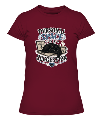 Personal Space is a Suggestion Ladies T-Shirt | Black Cat Lover Gift