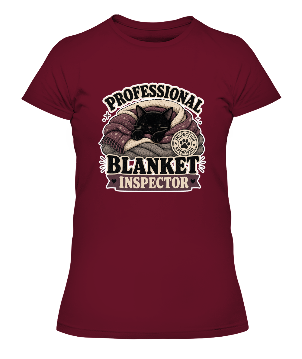 Professional Blanket Inspector Ladies T-Shirt | Black Cat Lover Gift
