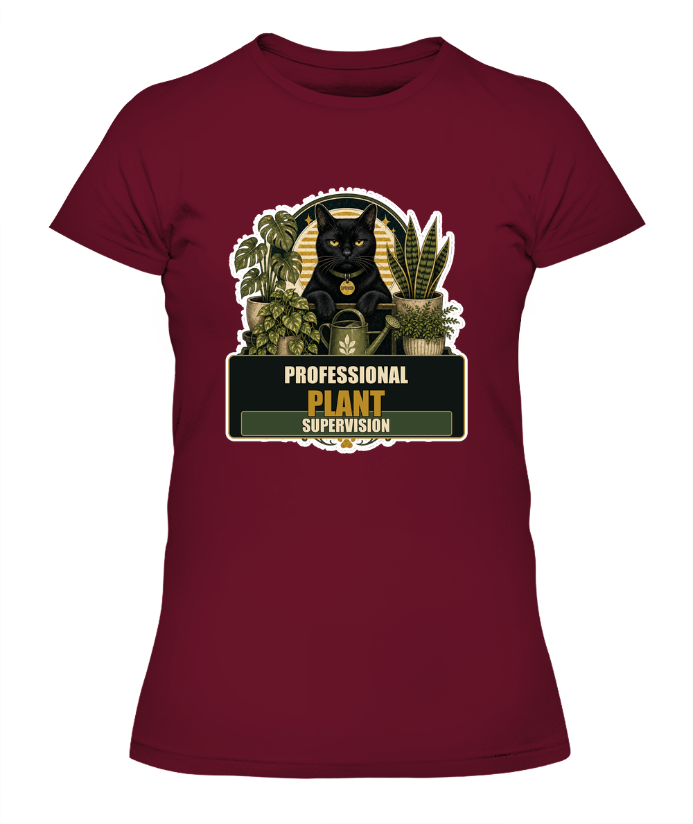 Professional Plant Supervision Ladies T-Shirt | Black Cat Lover Gift