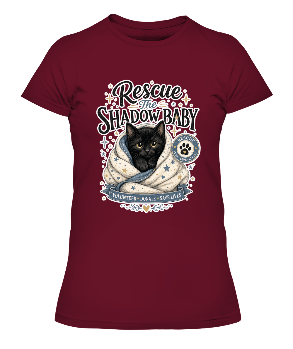 Rescue the Shadow Baby Ladies T-Shirt | Black Cat Lover Gift