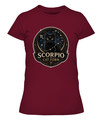 Scorpio in Cat Form Ladies T-Shirt | Black Cat Lover Gift