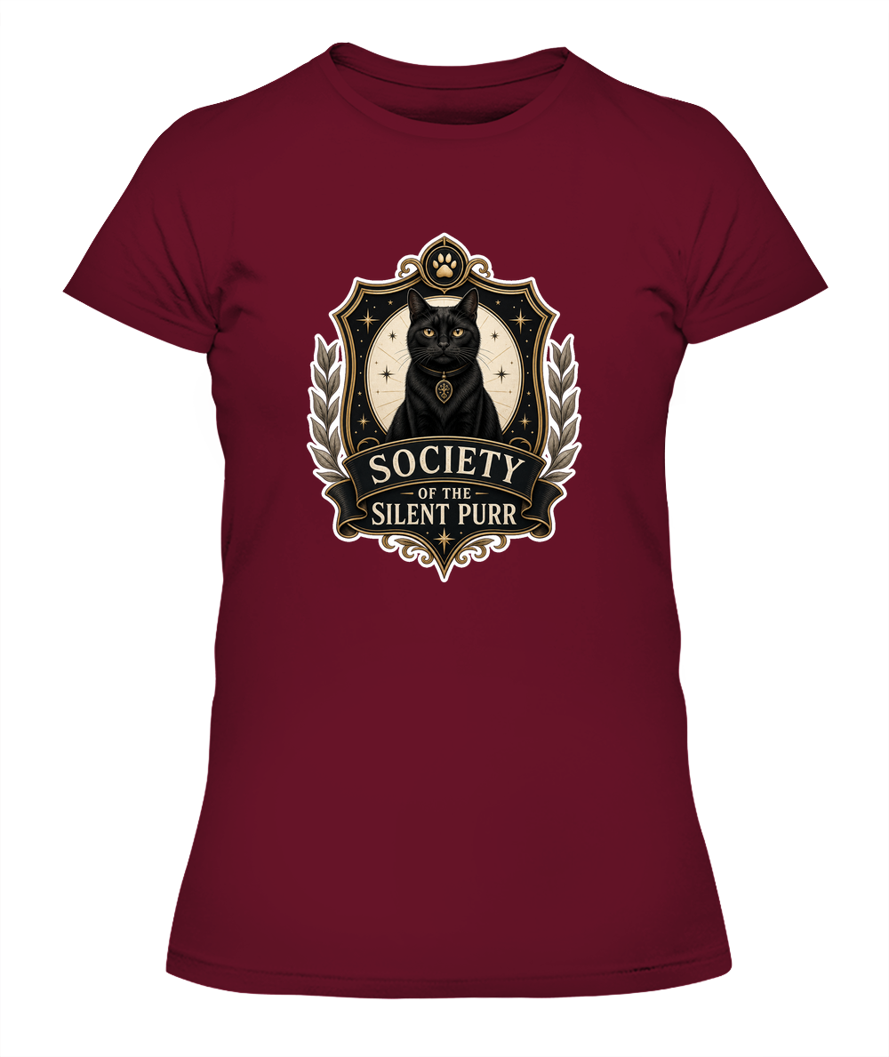 Society of the Silent Purr Ladies T-Shirt | Black Cat Lover Gift