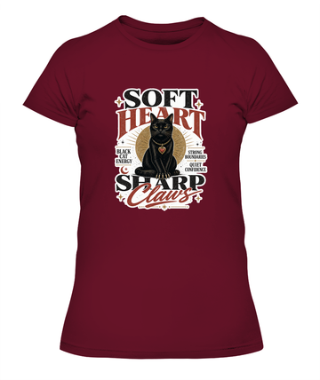Soft Heart Sharp Claws Ladies T-Shirt | Black Cat Lover Gift
