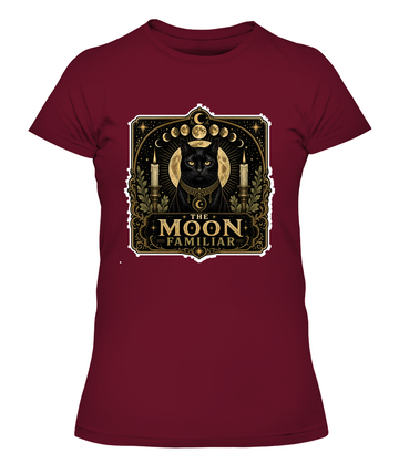 The Moon Familiar Ladies T-Shirt | Black Cat Lover Gift