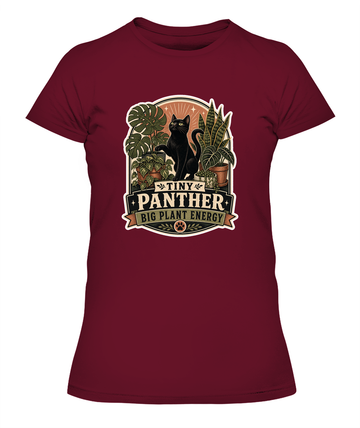 Tiny Panther Big Plant Energy Ladies T-Shirt | Black Cat Lover Gift