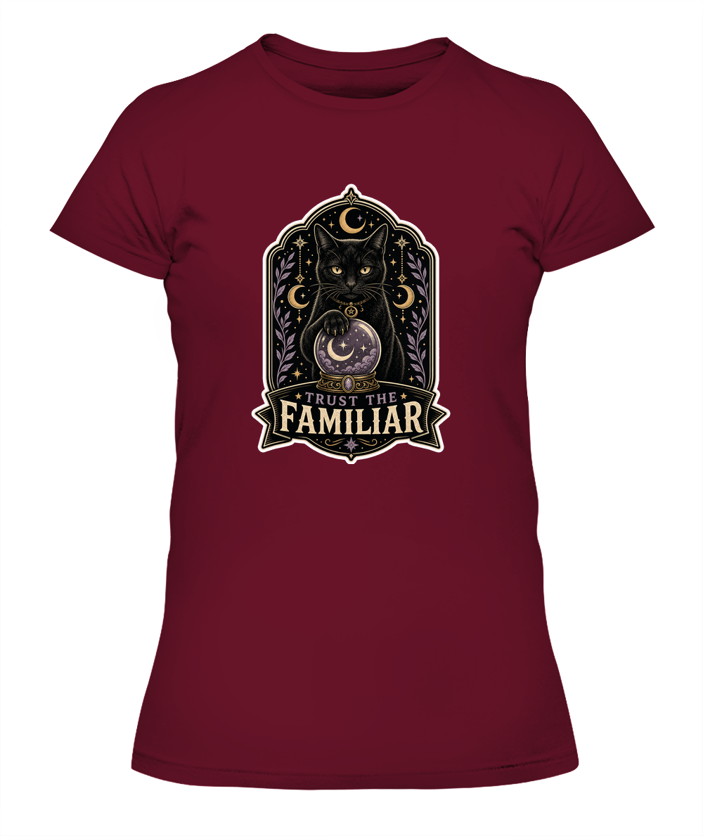 Trust the Familiar Ladies T-Shirt | Black Cat Lover Gift