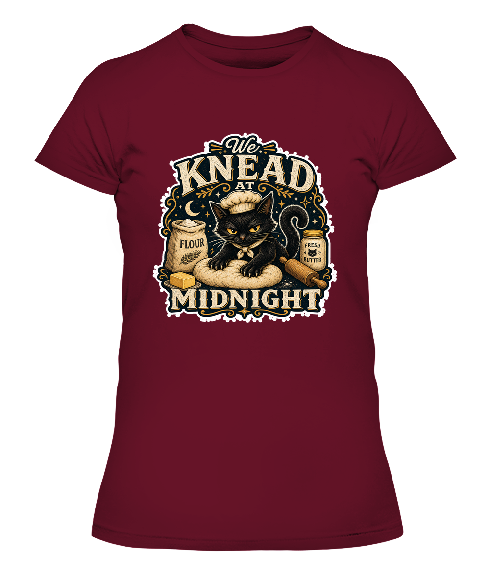 We Knead At Midnight Ladies T-Shirt | Black Cat Lover Gift