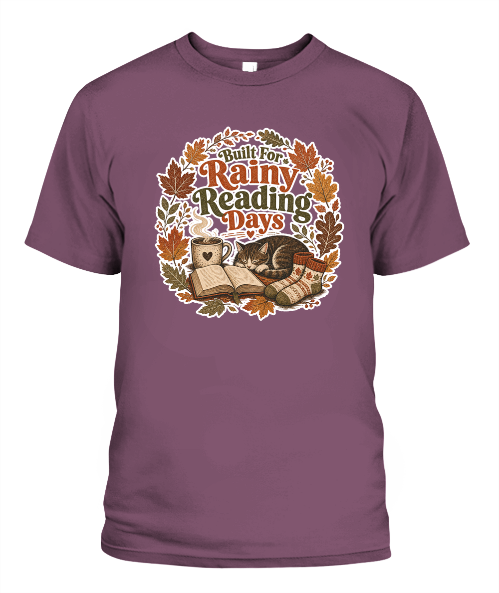 Built for Rainy Reading Days Book Lover T-Shirt | Reading Gift