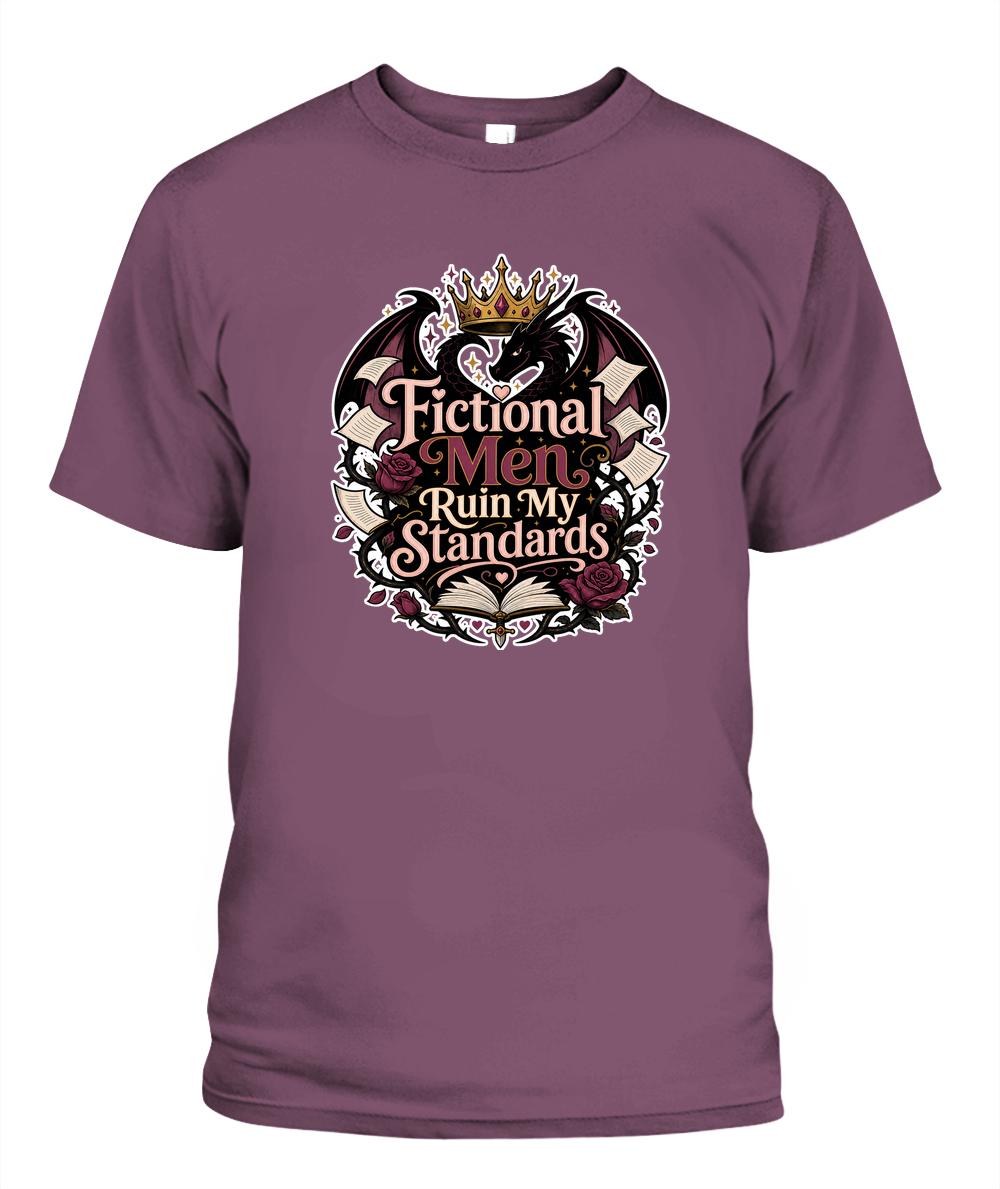 Fictional Men Ruin my Standards Book Lover T-Shirt | Reading Gift