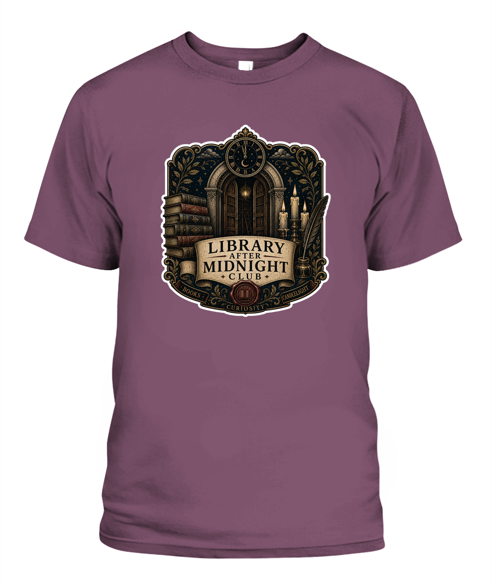 Library After Midnight Club Book Lover T-Shirt | Reading Gift