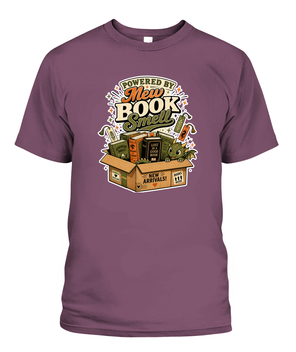 Powered by New Book Smell Book Lover T-Shirt | Reading Gift