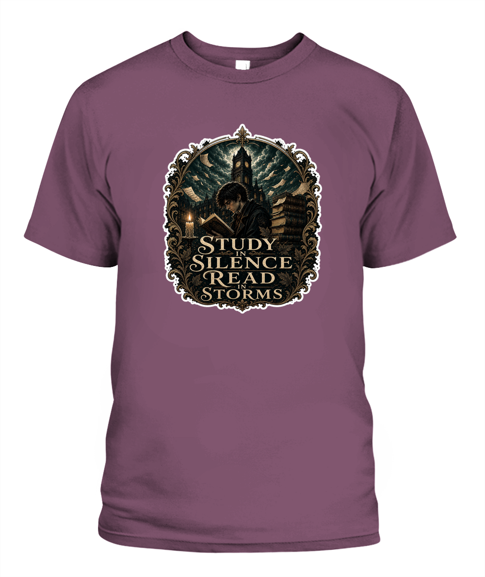 Study in Silence Read in Storms Book Lover T-Shirt | Reading Gift