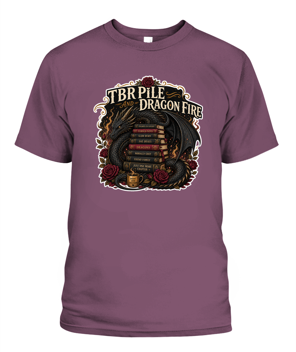Tbr Pile and Dragon Fire Book Lover T-Shirt | Reading Gift