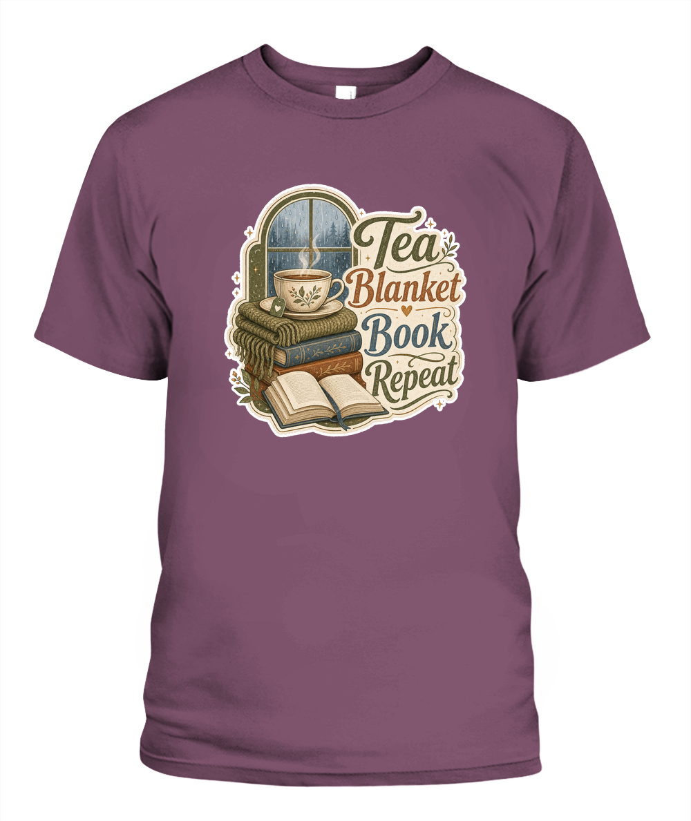 Tea Blanket Book Repeat Book Lover T-Shirt | Reading Gift