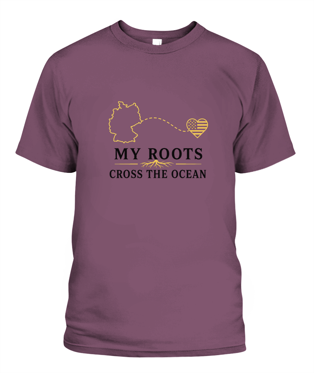 My Roots Cross The Ocean — T-Shirt in Berry