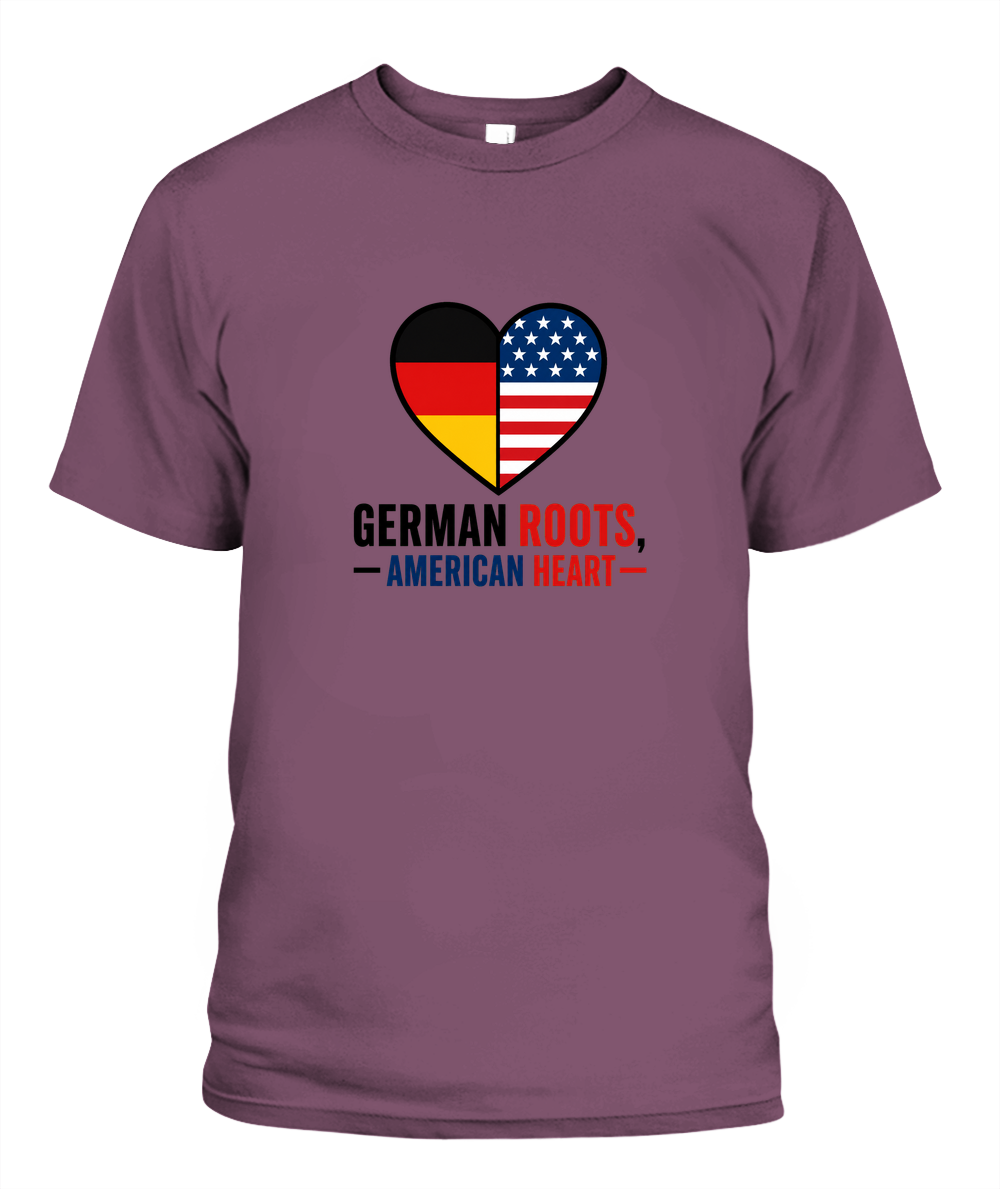 German Roots, American Heart — T-Shirt in Berry