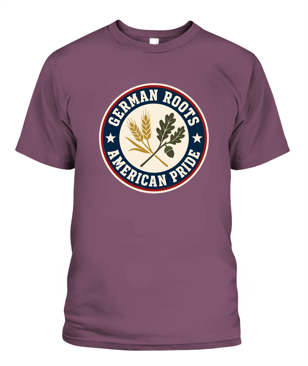German Roots, American Pride — T-Shirt in Berry