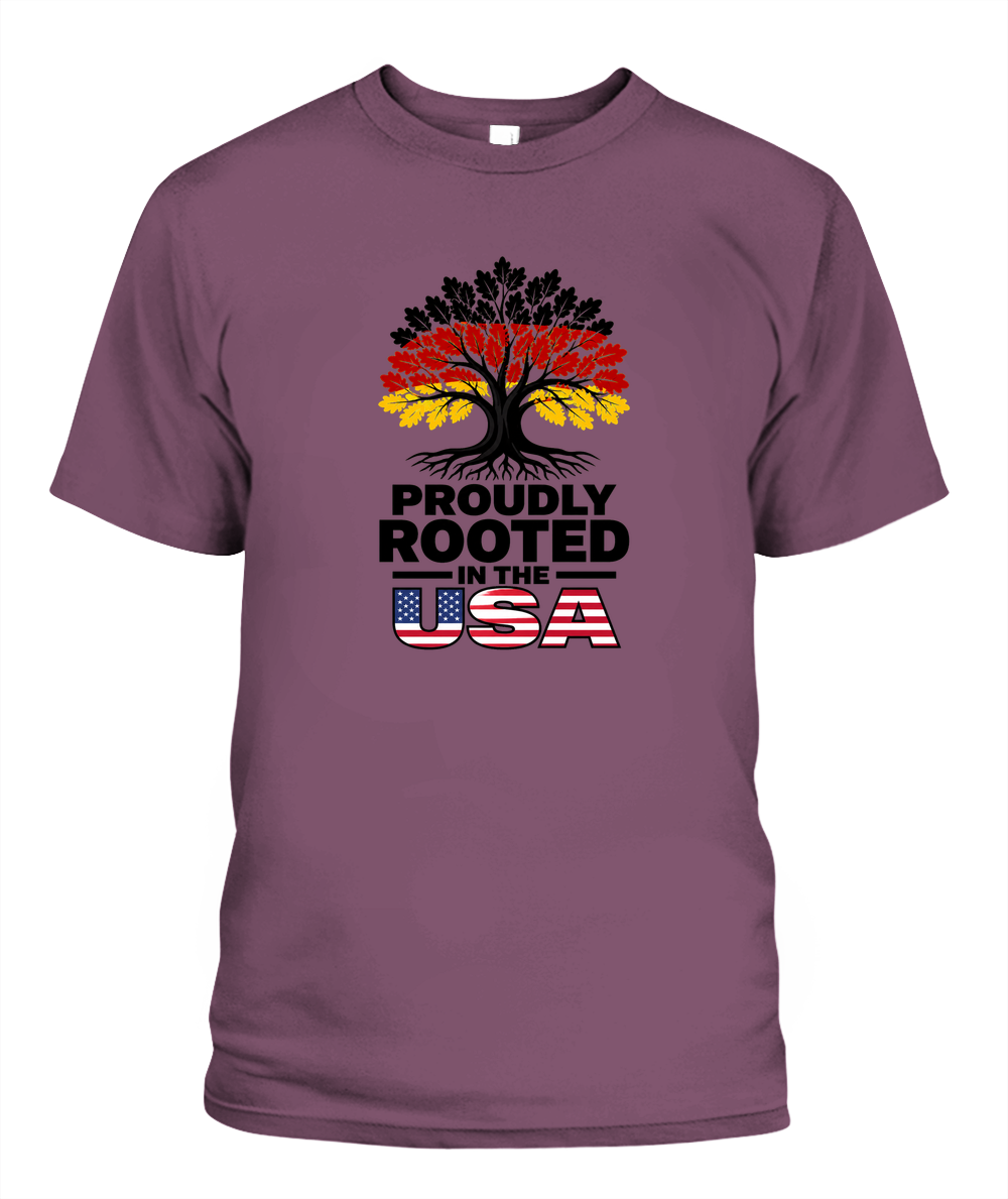 Proudly Rooted In The USA — T-Shirt in Berry