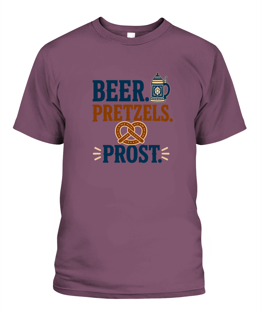 Beer. Pretzels. Prost. — T-Shirt in Berry