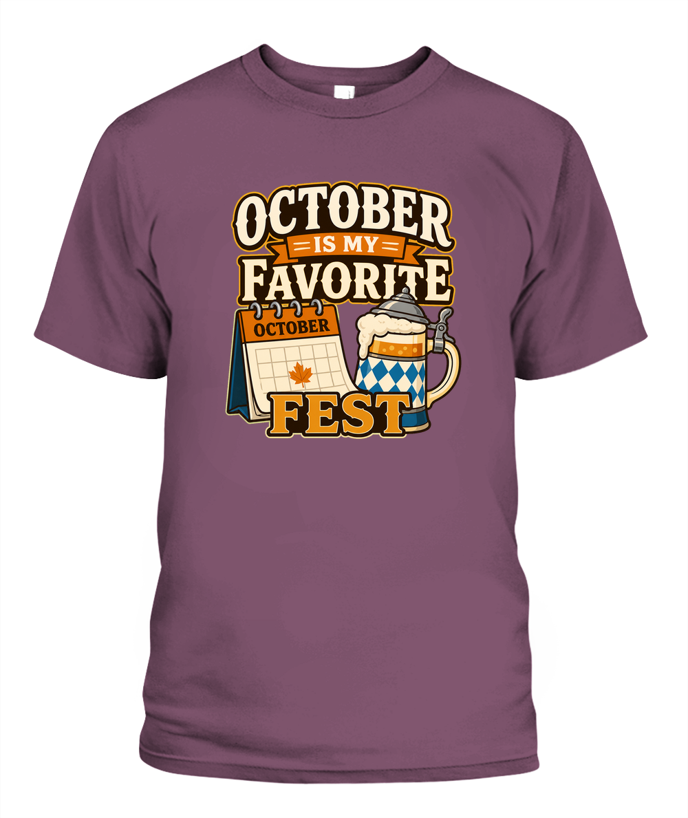 October Is My Favorite Fest — T-Shirt in Berry