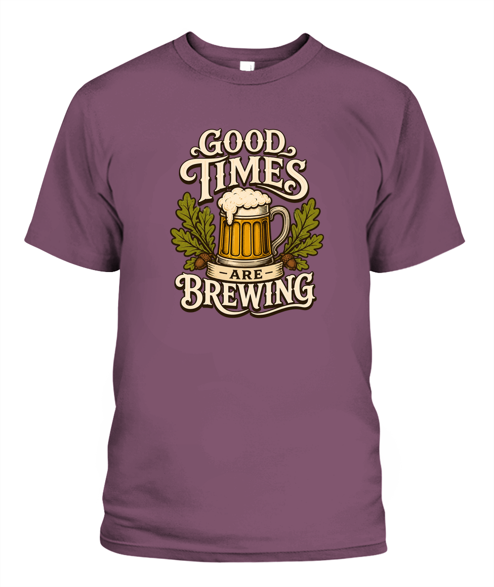 Good Times Are Brewing — T-Shirt in Berry