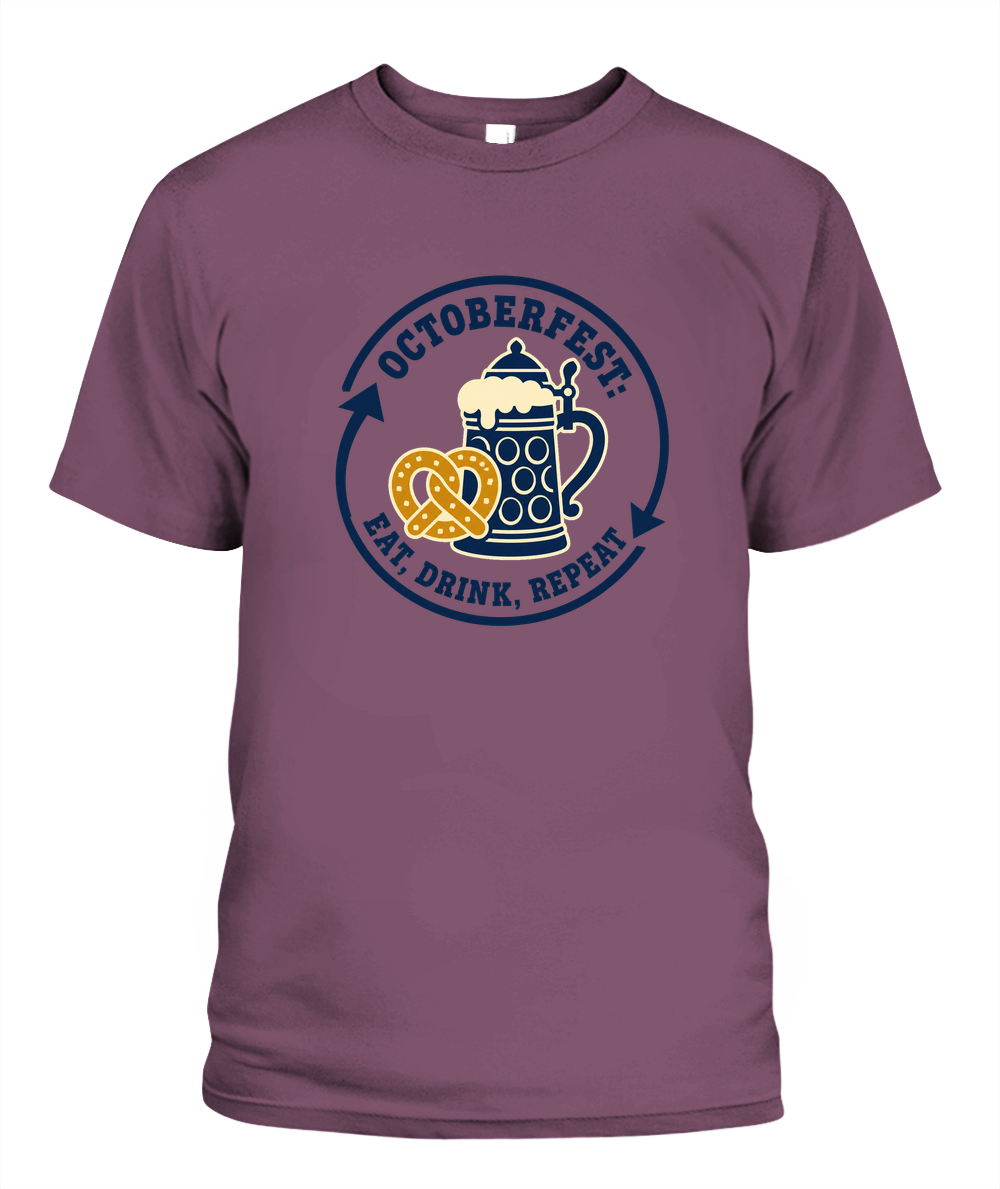 Octoberfest: Eat, Drink, Repeat — T-Shirt in Berry