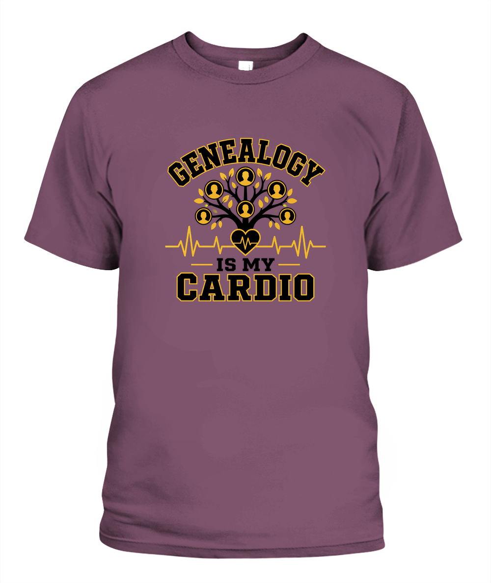 Genealogy Is My Cardio — T-Shirt in Berry