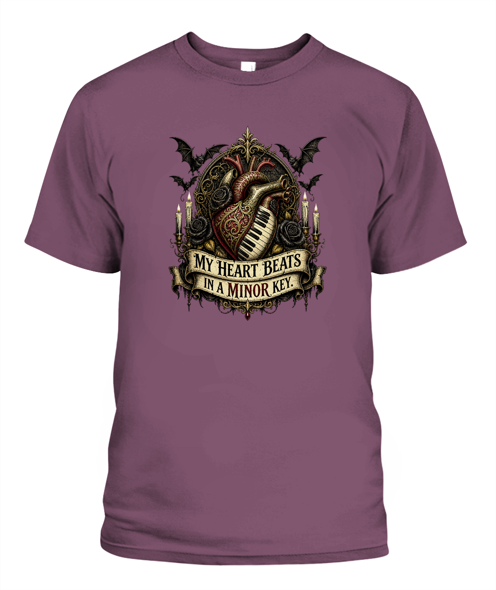 My Heart Beats In A Minor Key — gothic shirt in Berry