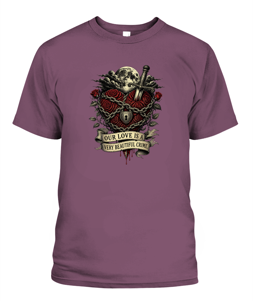 Our Love Is A Very Beautiful Crime — gothic shirt in Berry