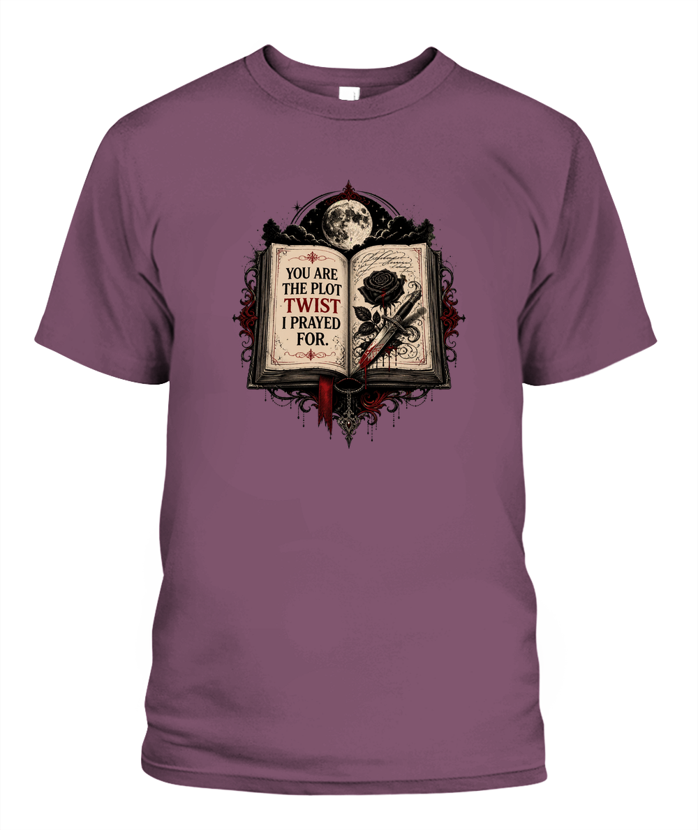 You Are The Plot Twist I Prayed For — gothic shirt in Berry