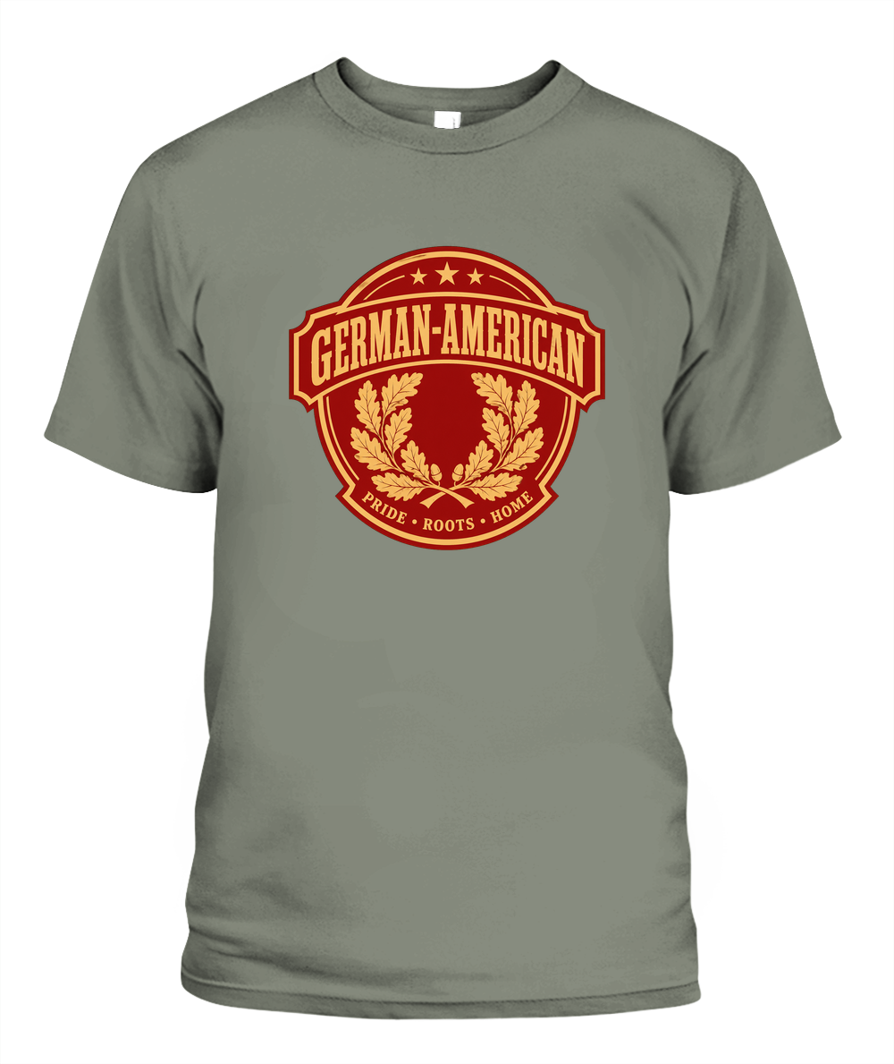 German-American Pride, Roots & Home — T-Shirt in Moss