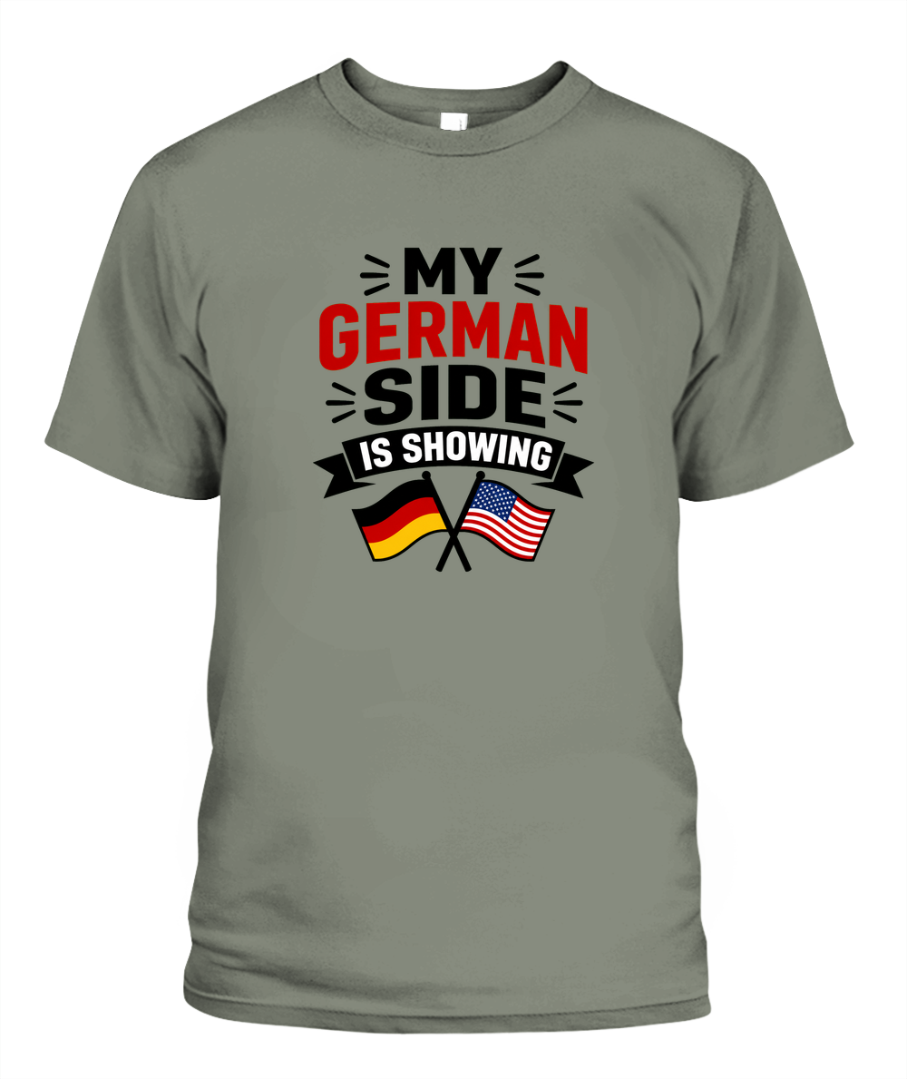 My German Side Is Showing — T-Shirt in Moss