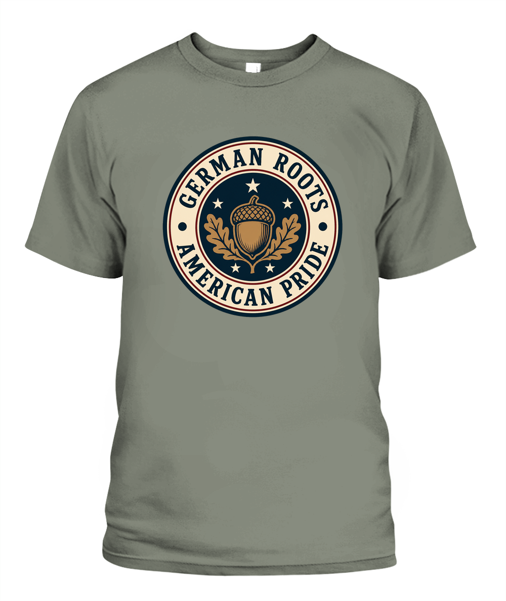 German Roots, American Pride — T-Shirt in Moss