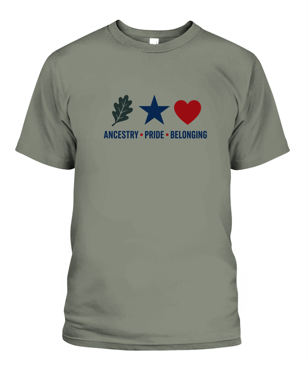 Ancestry, Pride, Belonging — T-Shirt in Moss