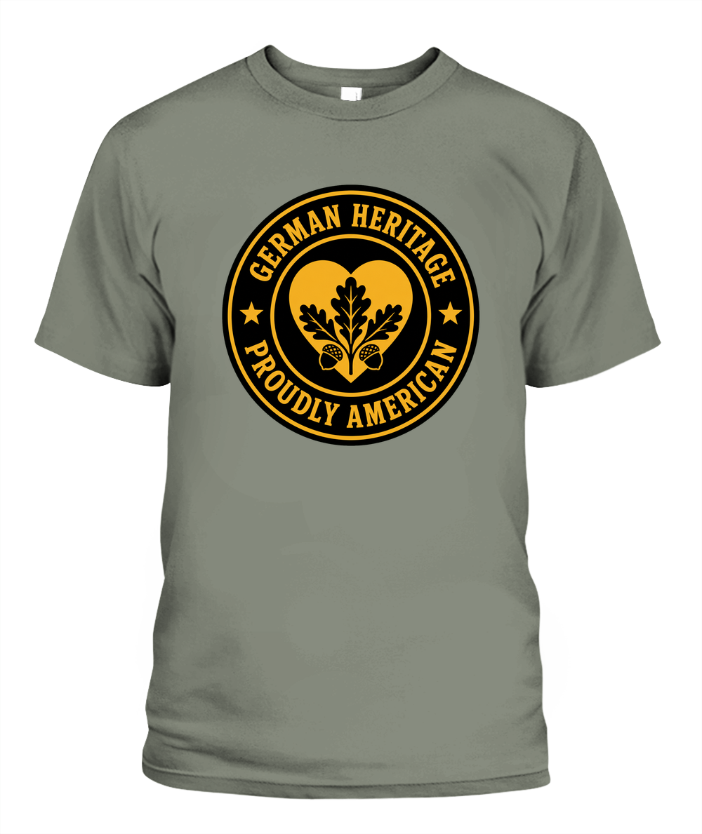 German Heritage, Proudly American — T-Shirt in Moss