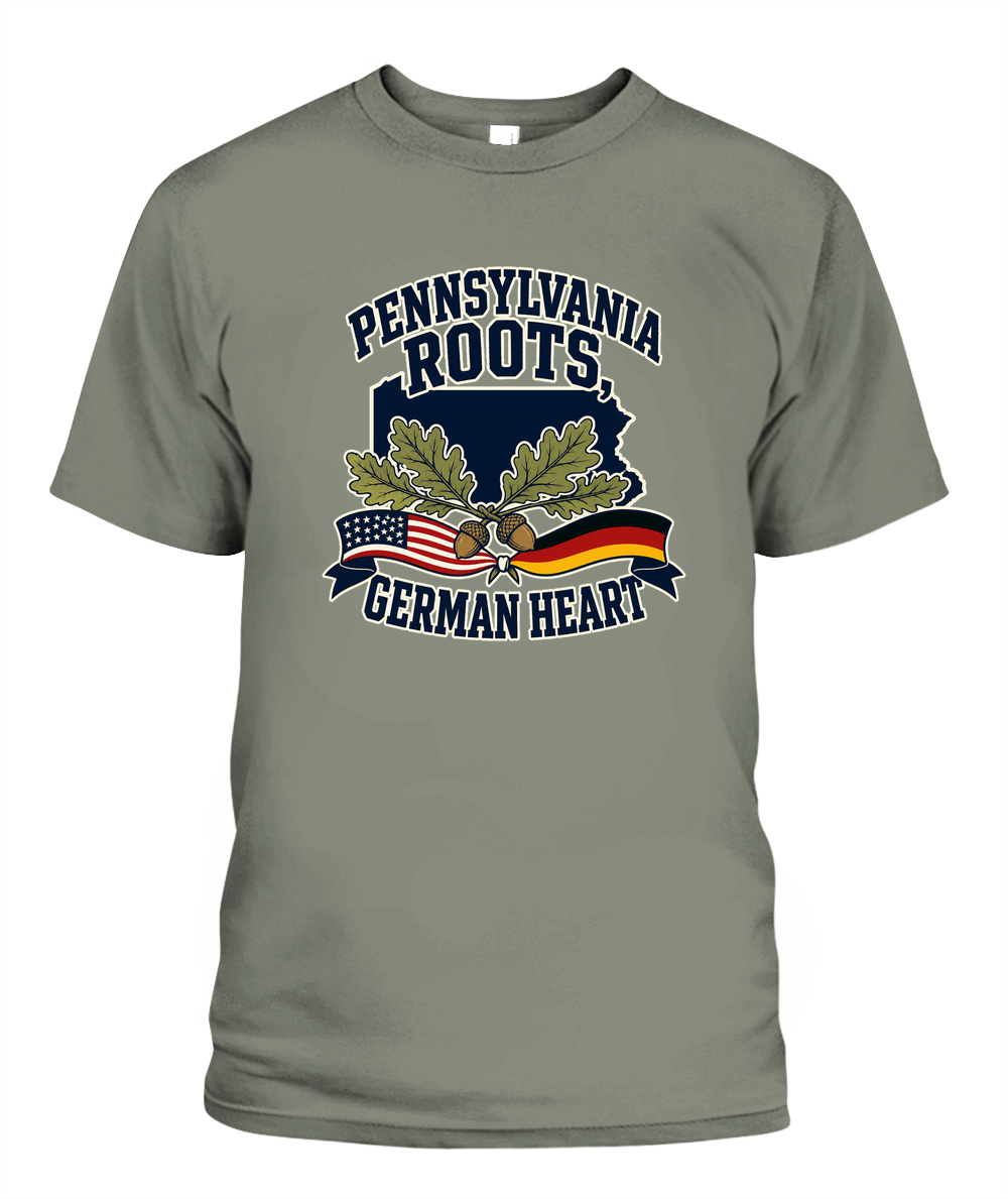 Pennsylvania Roots, German Heart — T-Shirt in Moss