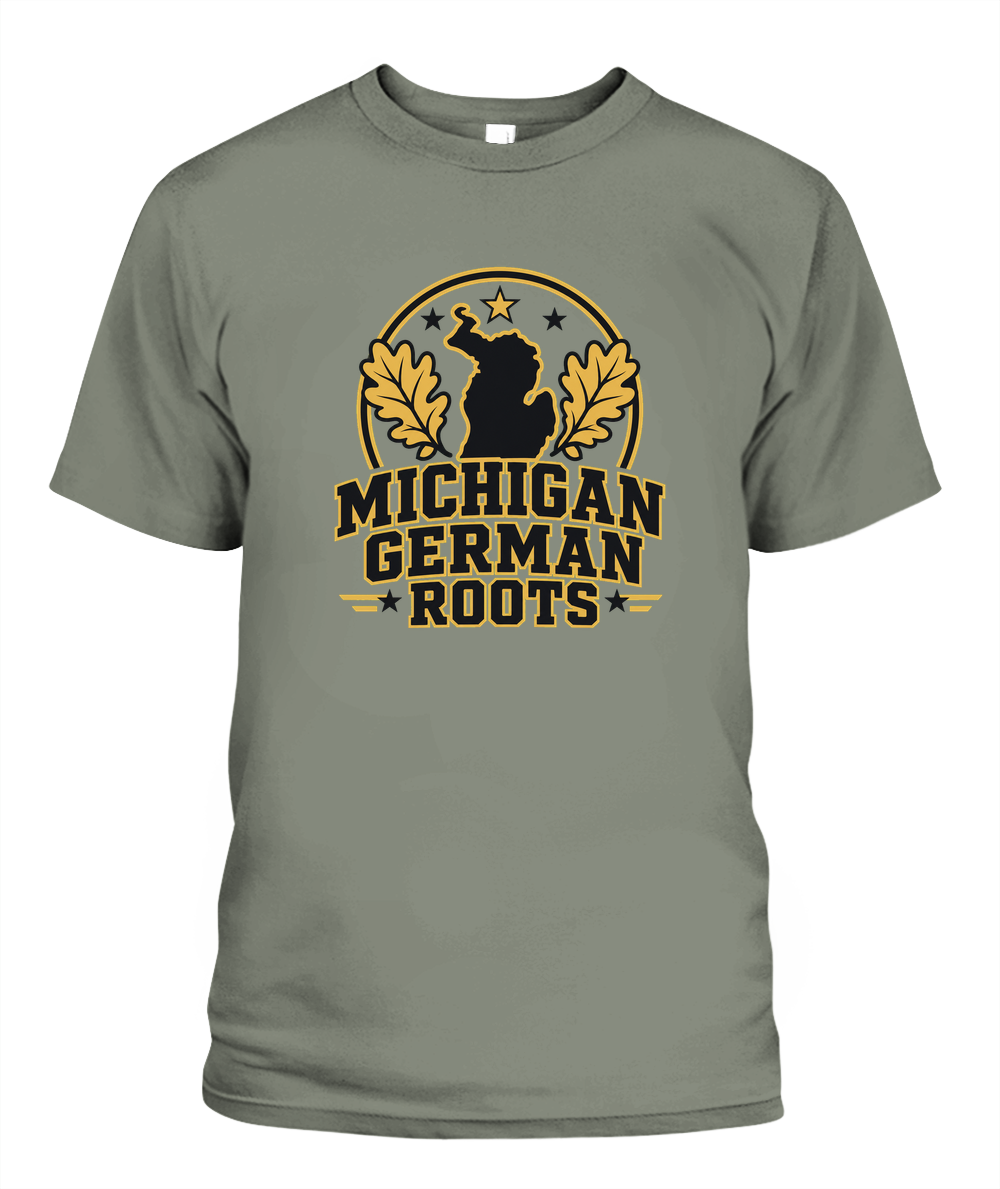 Michigan German Roots — T-Shirt in Moss