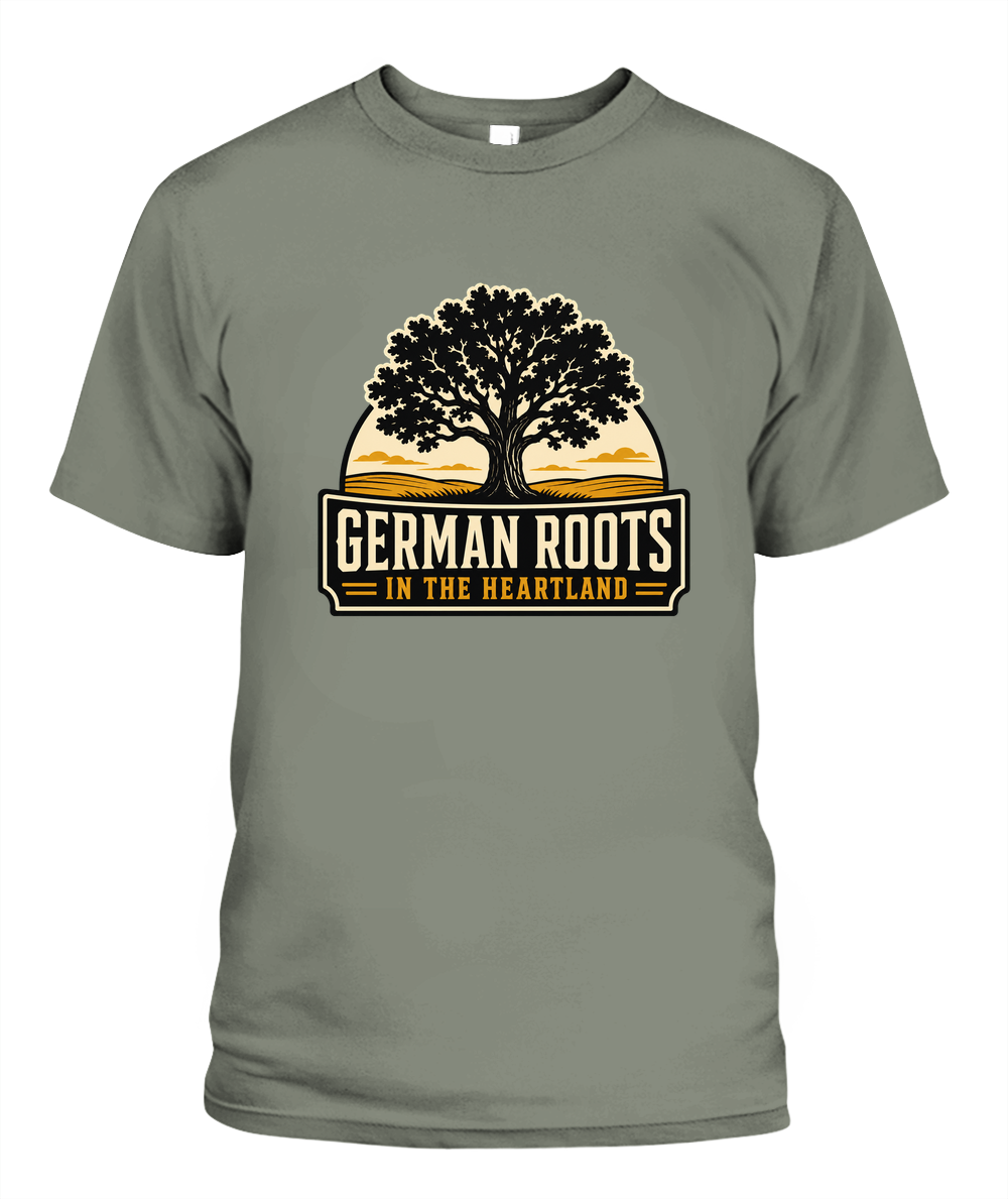 German Roots In The Heartland — T-Shirt in Moss